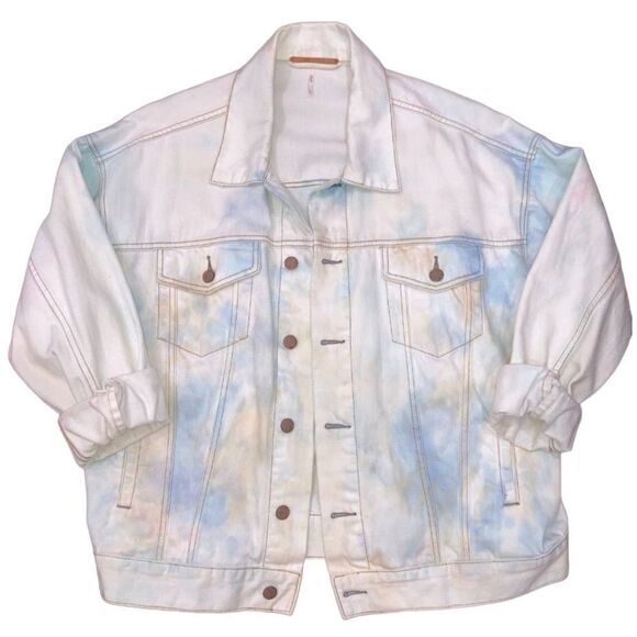Free People Tie Dye Bomber Denim XS - Picture 3 of 8